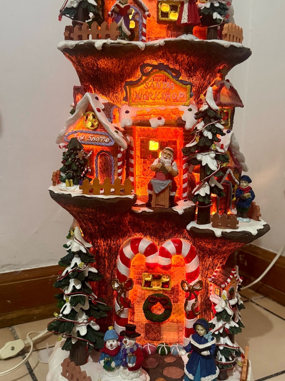 Holiday Light-Up Santa's Workshop Village Decoration - Red/White